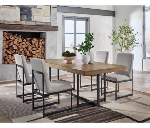 Tomtyn - Light Brown - 5 Pc. - Rectangular Dining Extension Table, 4 Side Chairs