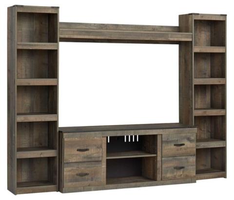 Trinell - Brown - 4-Piece Entertainment Center With 60" TV Stand W/Fireplace Option