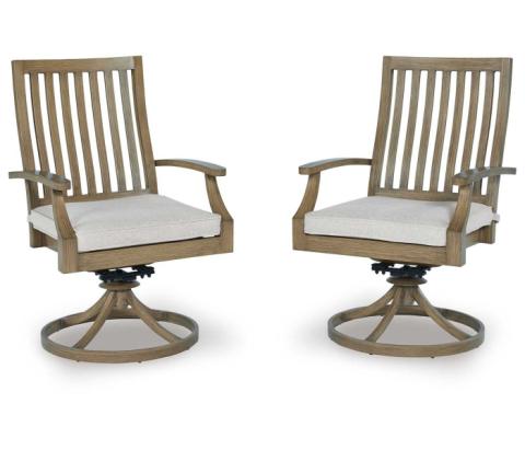 Rainier Ranch - Brown / Beige - Swivel Chair With Cushion (Set of 2)