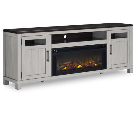 Darborn - Gray / Brown - 88" TV Stand With Electric Infrared Fireplace Insert