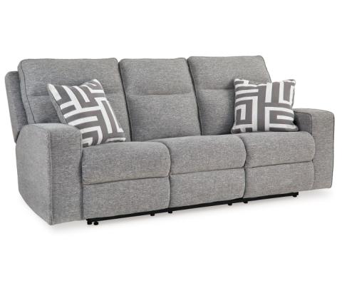 Biscoe - Pewter - Power Reclining Sofa With Adj Headrest, 88"