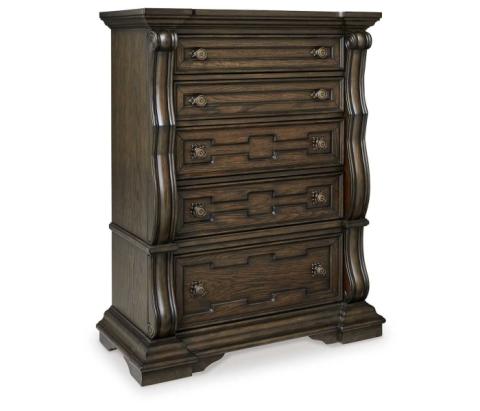 Maylee - Dark Brown - Five Drawer Chest, 54" Tall