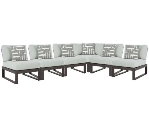 Beachloft - Black / Gray - 6-Piece Outdoor Sectional, 115.6"