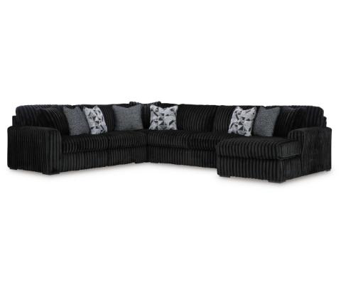 Midnight-Madness - Onyx - 4-Piece Sectional With Raf Corner Chaise, 151"
