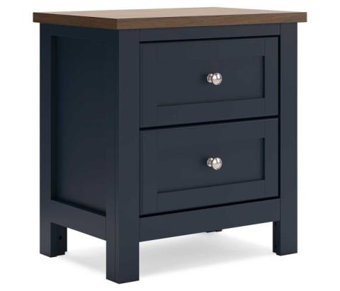 Landocken - Brown / Blue - Two Drawer Night Stand