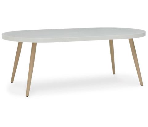 Seton Creek - White - Oval Dining Table With Umb Opt, 80"