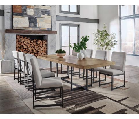 Tomtyn - Light Brown - 9 Pc. - Rectangular Dining Extension Table, 8 Side Chairs