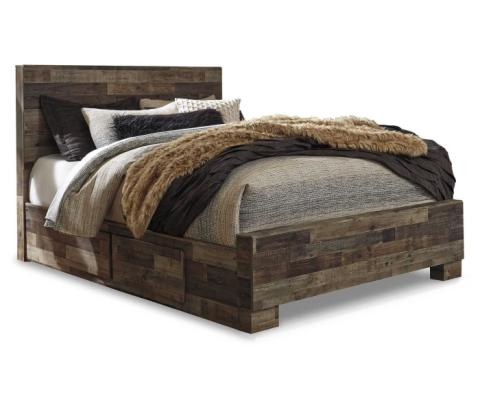 Derekson - Multi Gray - Queen Panel Bed With 2 Under Bed Storage Drawers