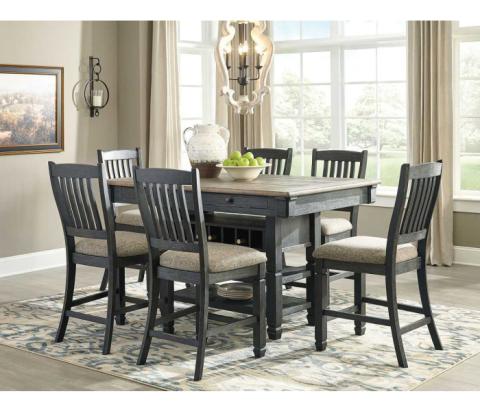 Tyler Creek - Dark Gray - 7 Pc. - Counter Table, 6 Barstools