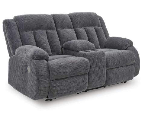 Observation - Steel - Double Reclining Power Loveseat With Console