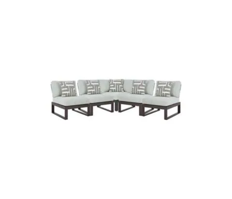 Beachloft - Black / Gray - 5-Piece Outdoor Sectional, 87.8"