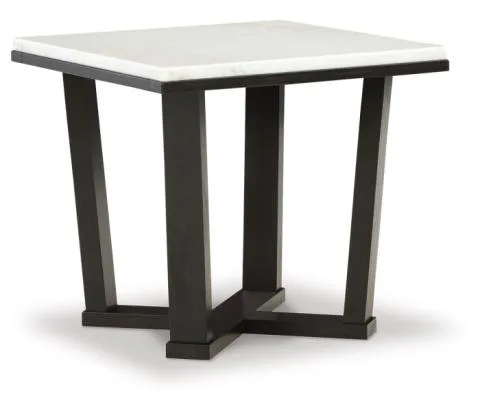 Fostead - White / Espresso - Square End Table, 24"