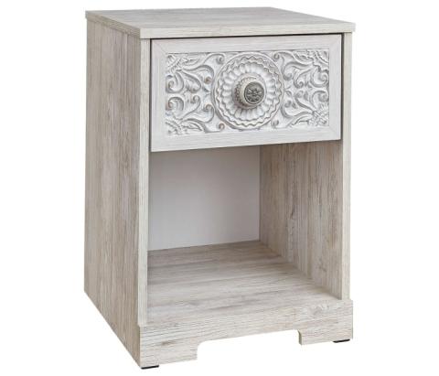 Paxberry - Whitewash - One Drawer Night Stand - Open Cubby