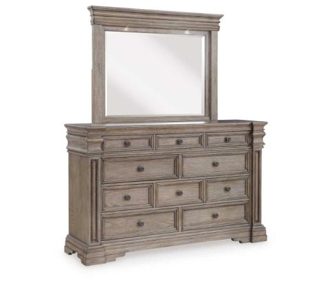 Blairhurst - Light Grayish Brown - Dresser And Mirror, 68" Wide