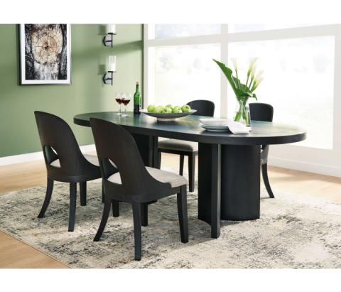 Rowanbeck - Black - 5 Pc. - Dining Table, 4 Side Chairs