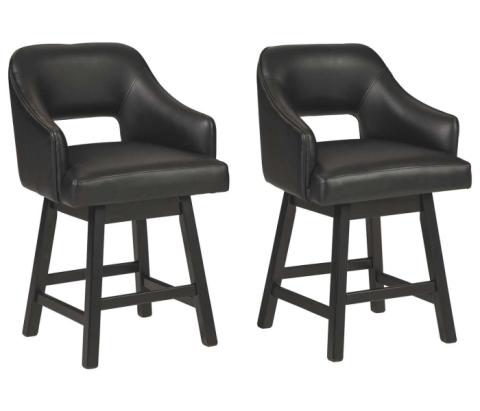 Tallenger - Black / Dark Brown - UPH Swivel Barstool (Set of 2)