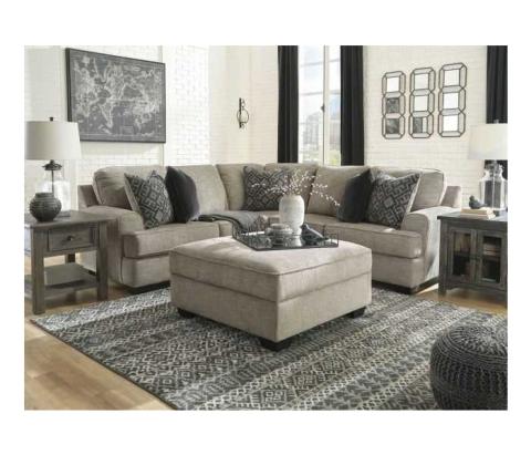Bovarian - Stone - 3 Pc. - Left Arm Facing Sofa with Corner Wedge 2 Pc Sectional, Ottoman