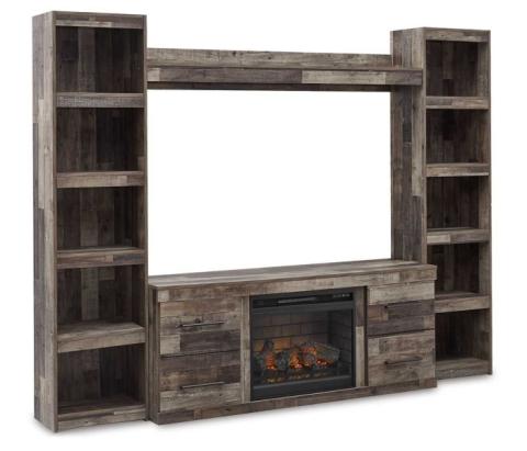 Derekson - Multi Gray - 4-Piece Entertainment Center With Electric Fireplace