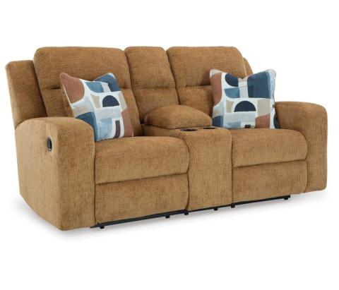 Kanlow - Honey - Dbl Reclining Loveseat With Console