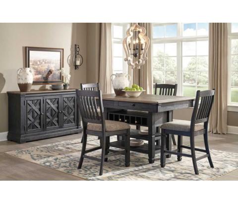 Tyler Creek - Dark Gray - 6 Pc. - Counter Table, 4 Barstools, Server