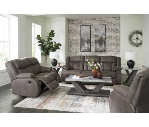 First Base - Gunmetal - 3 Pc. - Reclining Sofa, Reclining Loveseat, Rocker Recliner