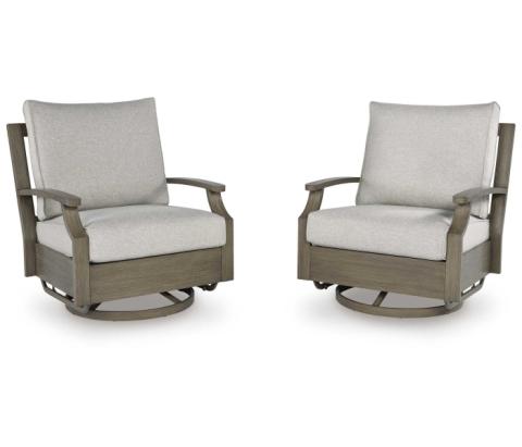 Rainier Ranch - Brown / Beige - Swivel Glider Chair With Cushion