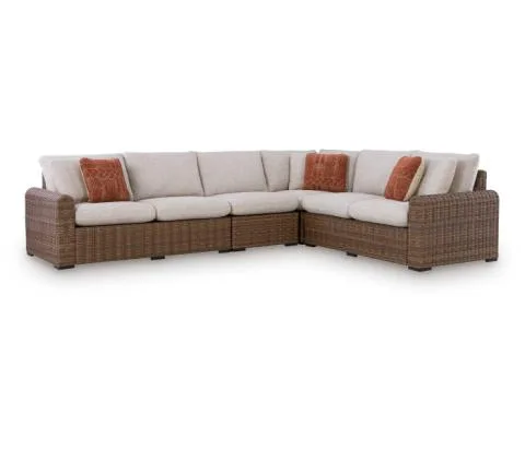 Dolan Creek 4-Piece Outdoor Sectional Beige / Brown