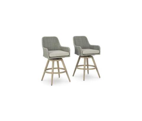 Seton Creek - Beige / Gray - Barstool With Cushion (Set of 2)