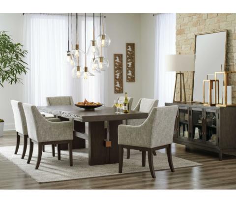 Burkhaus - Dark Brown - 8 Pc. - Dining Room Extension Table, 6 Arm Chairs, Server