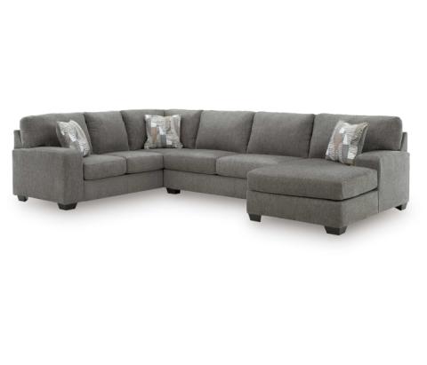 Clarington 3-Piece Sectional With RAF Chaise And LAF Sofa Greystone, 143.5"