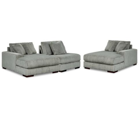 Lindyn - Fog - 3-Piece Sectional With Double Chaises, 141"