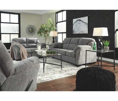 Allmaxx - Pewter - 3 Pc. - Sofa, Loveseat, Rocker Recliner