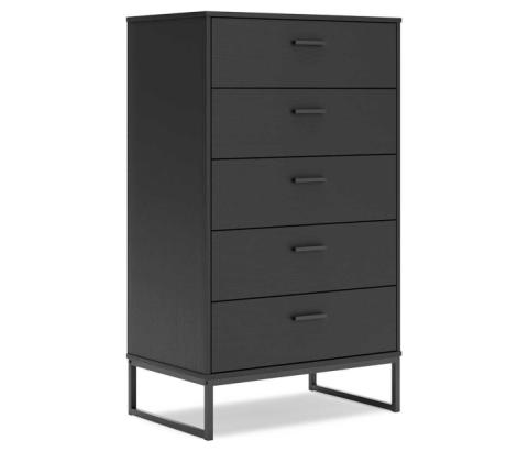 Socalle - Black - Five Drawer Chest, 50.67" Tall