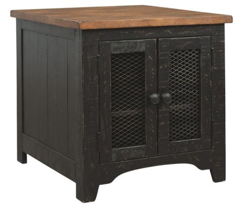 Valebeck - Black / Brown - Rectangular End Table, 24"