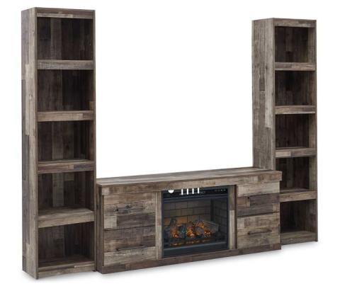Derekson - Multi Gray - 3-Piece Entertainment Center With Electric Fireplace