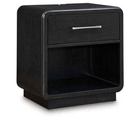 Rowanbeck - Black - One Drawer Night Stand