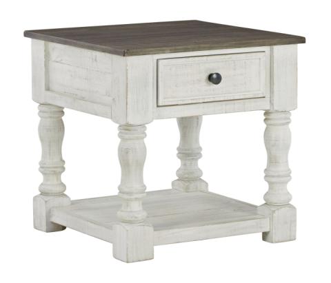 Havalance - White / Gray - Square End Table, 25"