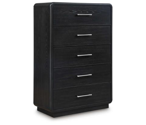 Rowanbeck - Black - Five Drawer Chest, 57.38" Tall