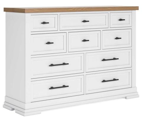 Ashbryn - White / Natural - Dresser, 63.75" Wide
