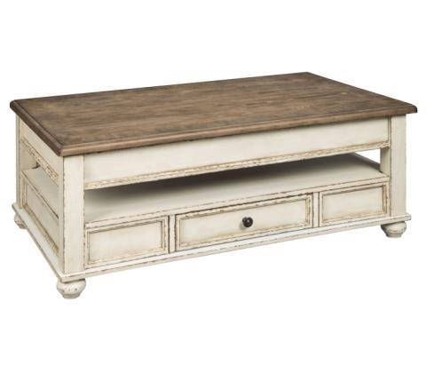 Realyn - White / Brown - Lift Top Cocktail Table, 47"