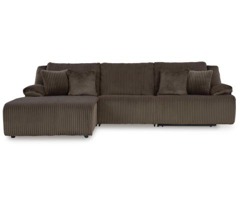 Top Tier - Chocolate - 3-Piece Reclining Sectional Sofa With Laf Chaise, 128"