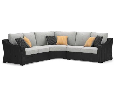 Beachcroft 3-Piece Outdoor Sectional Black, 103.75"