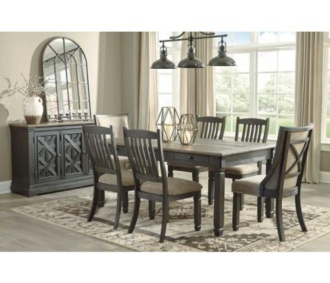 Tyler Creek - Dark Gray - 8 Pc. - Dining Room Table, 4 Side Chairs, 2 Upholstered Side Chairs, Server