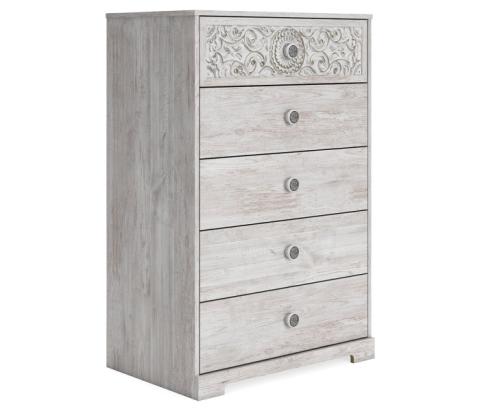 Paxberry - Whitewash - Five Drawer Chest, 45.67" Tall