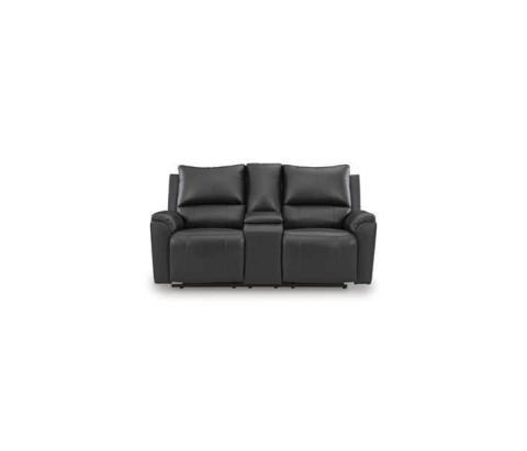 Glossmore - Black - Reclining Loveseat With Console