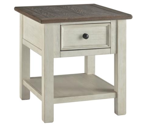 Bolanburg - White / Brown / Beige - Rectangular End Table, 24"