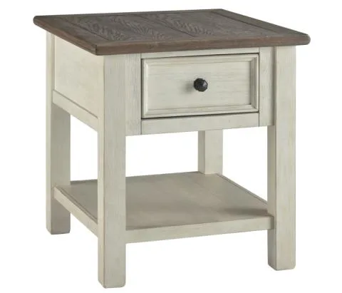 Bolanburg - White / Brown / Beige - Rectangular End Table, 24"