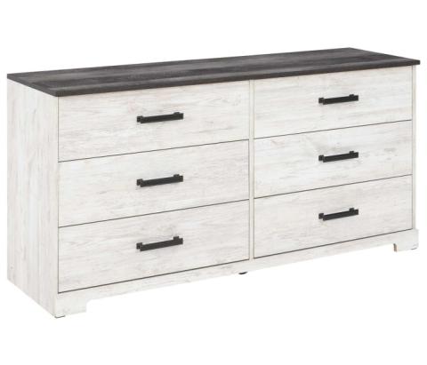 Shawburn - White / Black / Gray - Six Drawer Dresser, 52.72" Wide