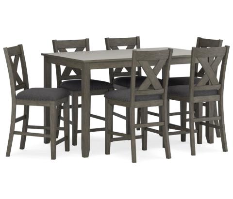 Caitbrook - Gray - Rect Drm Counter Table Set (Set of 7)