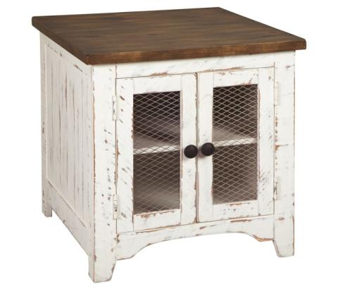 Wystfield - White / Brown - Rectangular End Table - 2 Doors, 24"